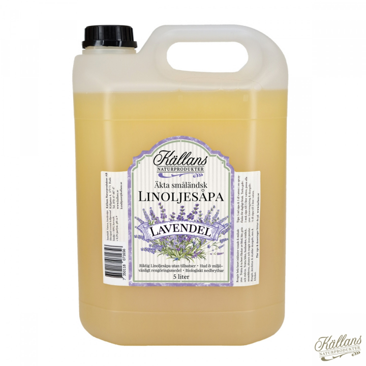 Linoljesåpa lavendel 5 liter, handgjord och ekologisk från Källans Naturprodukter