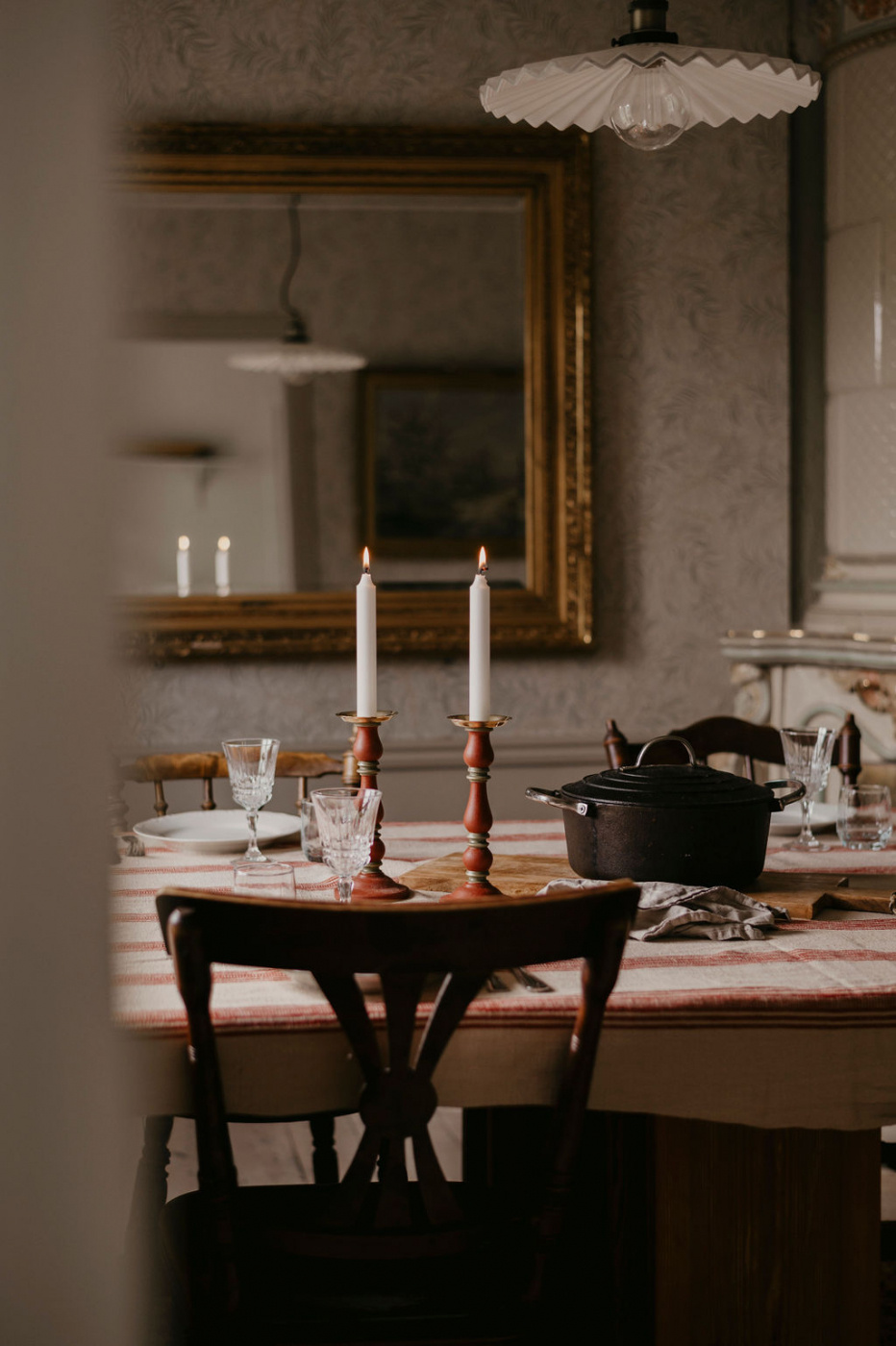 Ljusstake Lovisa röd/grön