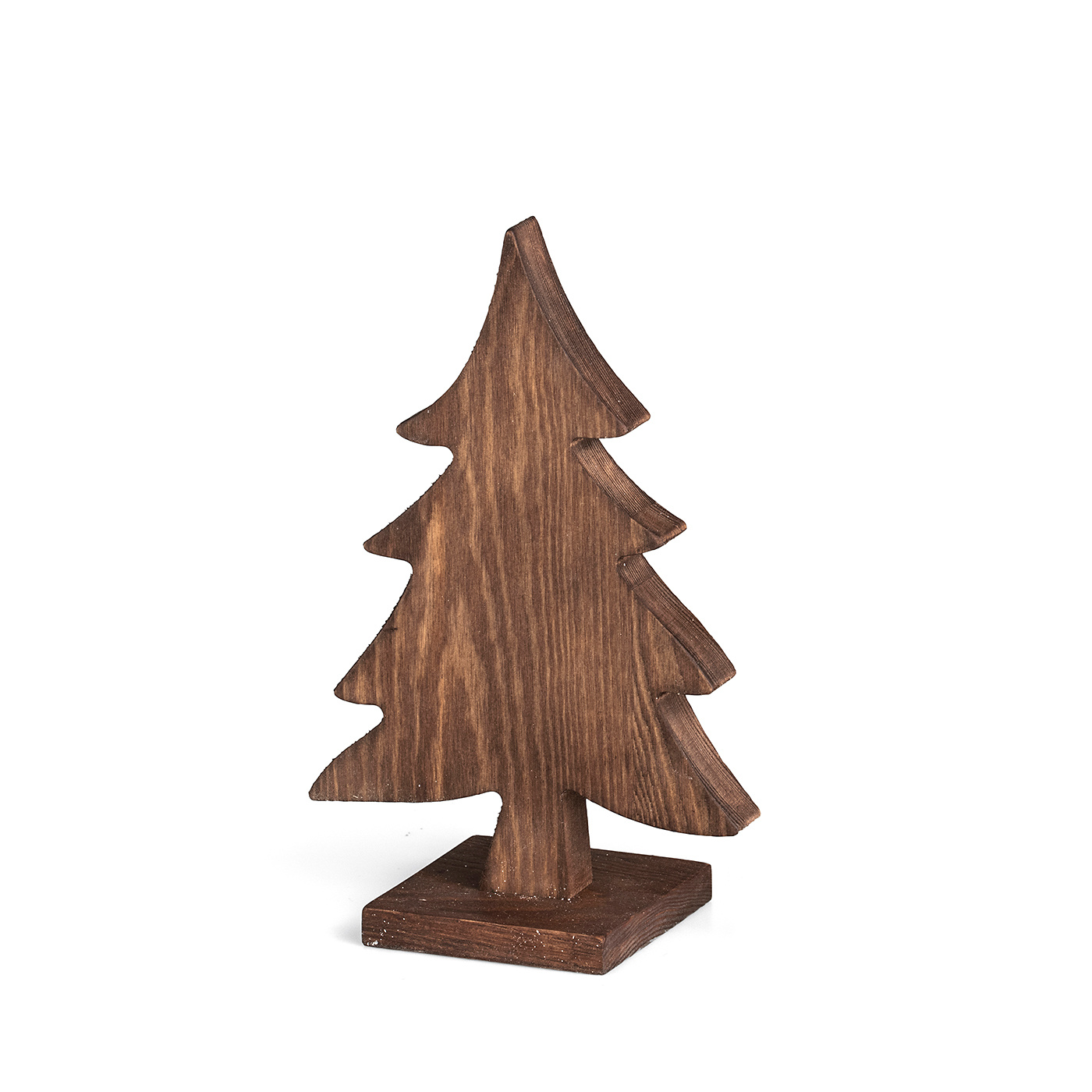 Liten brunbetsad julgran i trä – handmålad med sekelskifteskänsla 