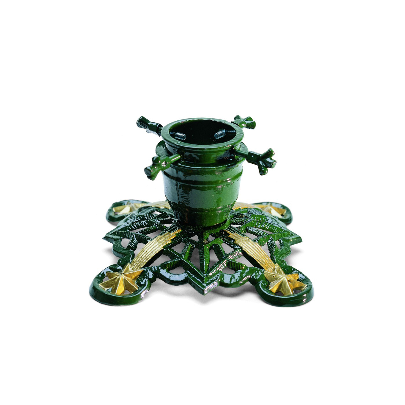 Julgransfot gjutjärn grön-guld