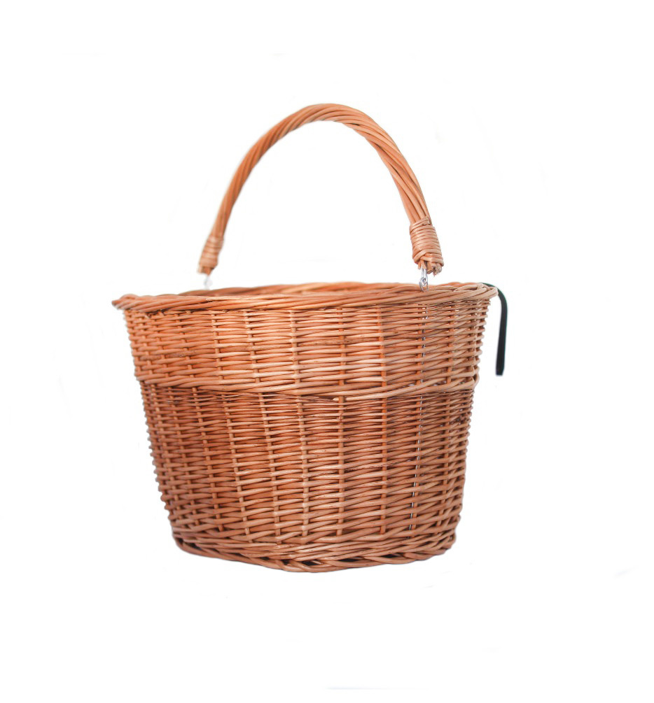 Praktisk cykelkorg i pil monterad på styret 