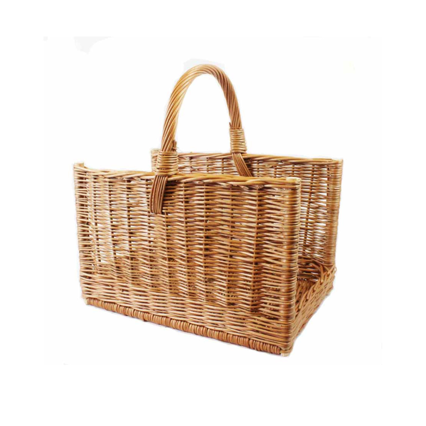 Vedkorg i pil – stor handgjord korg i klassisk design 